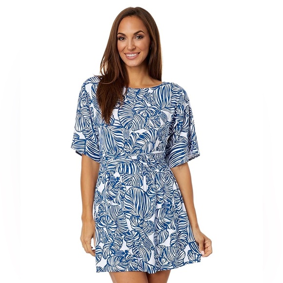 Dresses & Skirts - Lilly Pulitzer Parigi Boat Neck Romper Dress Aegean Navy Beach Path Sz Medium